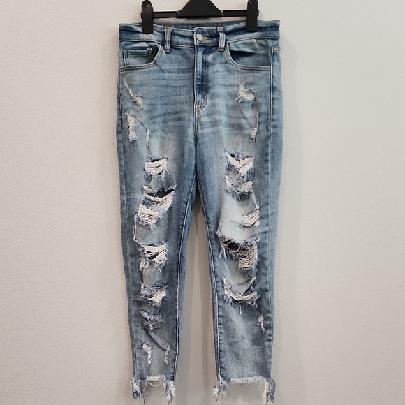 KanCan Blue Skinny Distressed Jeans - Picture 1 of 12